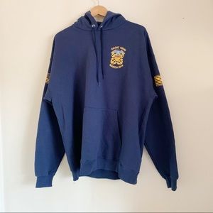 Hanes Fox Navy Blue Graphic Hoodie Jacket Pullover